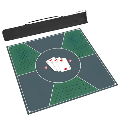 DUBTEDHOU Mahjong Tischmatte,Kachel Spiele Tischabdeckung, Grün mit Aufbewahrungstasche Anti-Rutsch-Geräuschreduzierung Pokerkarten-Mahjongg-Spieltisch-Abdeckung(23.6x23.6inch/60x60cm)