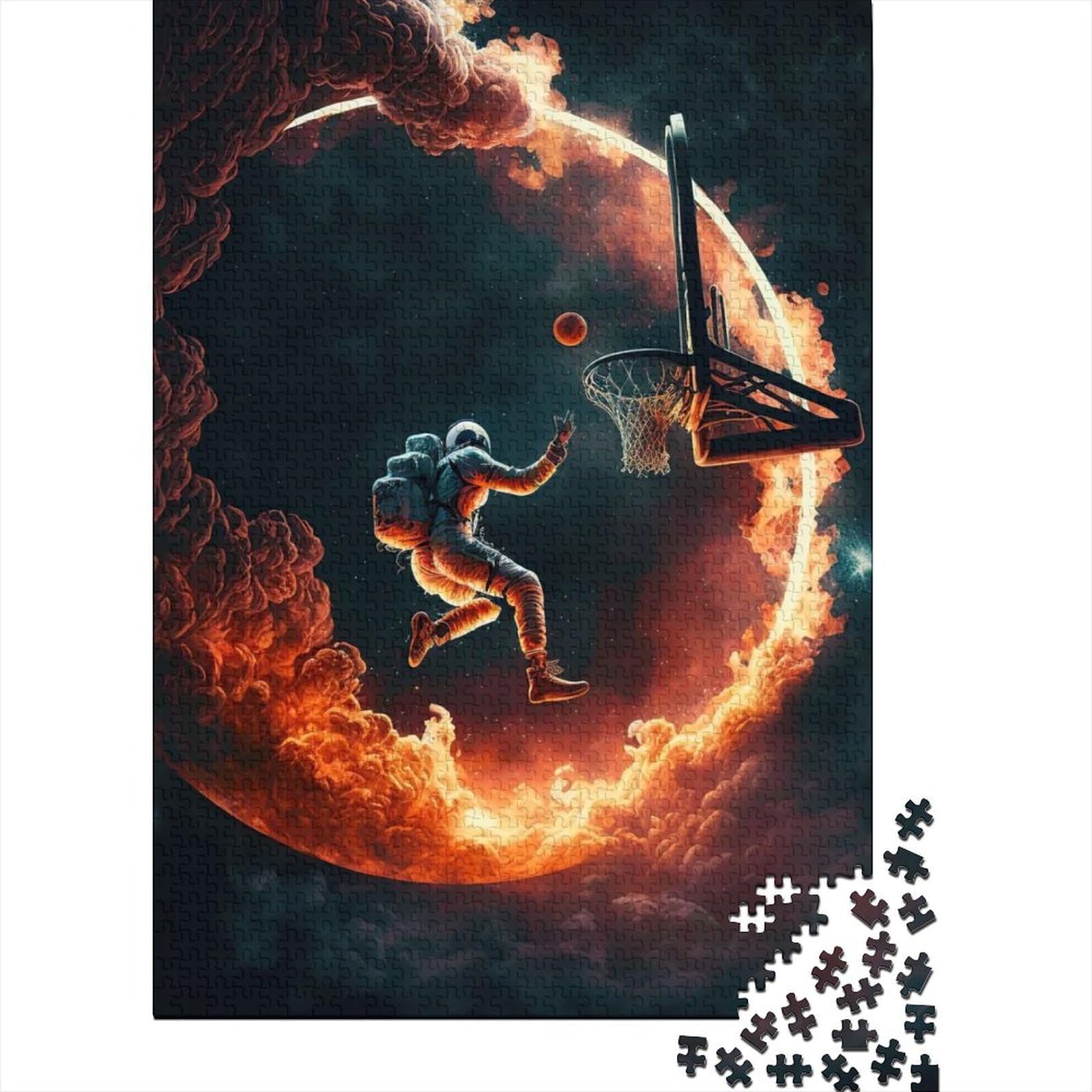 Schwierige, anspruchsvolle Puzzles, 1000 Teile, Astronauten-Basketball, Holzpuzzles für Erwachsene, Puzzles eignen ganze Familie und die 29,53 x 19,69 Zoll