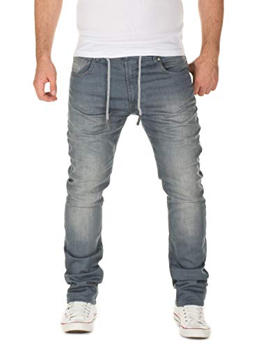 WOTEGA Noah - Herren Jogger Jeans - Moderne Sweatpants - Slim Fit Jogginghosen im Jeanslook, Grau (Turbulence Grey 3R4215), W36/L36