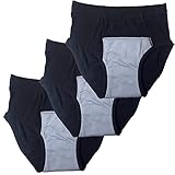 3er Pack Herren Inkontinenz Unterwäsche Baumwolle Regelmäßige Saugfähigkeit Wiederverwendbar Waschbar Harninkontinenz Slip (XXL, Schwarz)