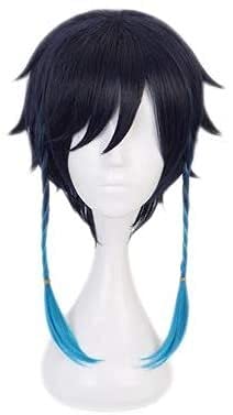 LINLINCD-Anime Coser Wig Spiele Cosplay Perücke Genshin Impact Projekt Barbatos Schwarz Kurz Haar Anime Comic - Weihnachtskugel Karneval Halloween Party Alltag Perücke Mode