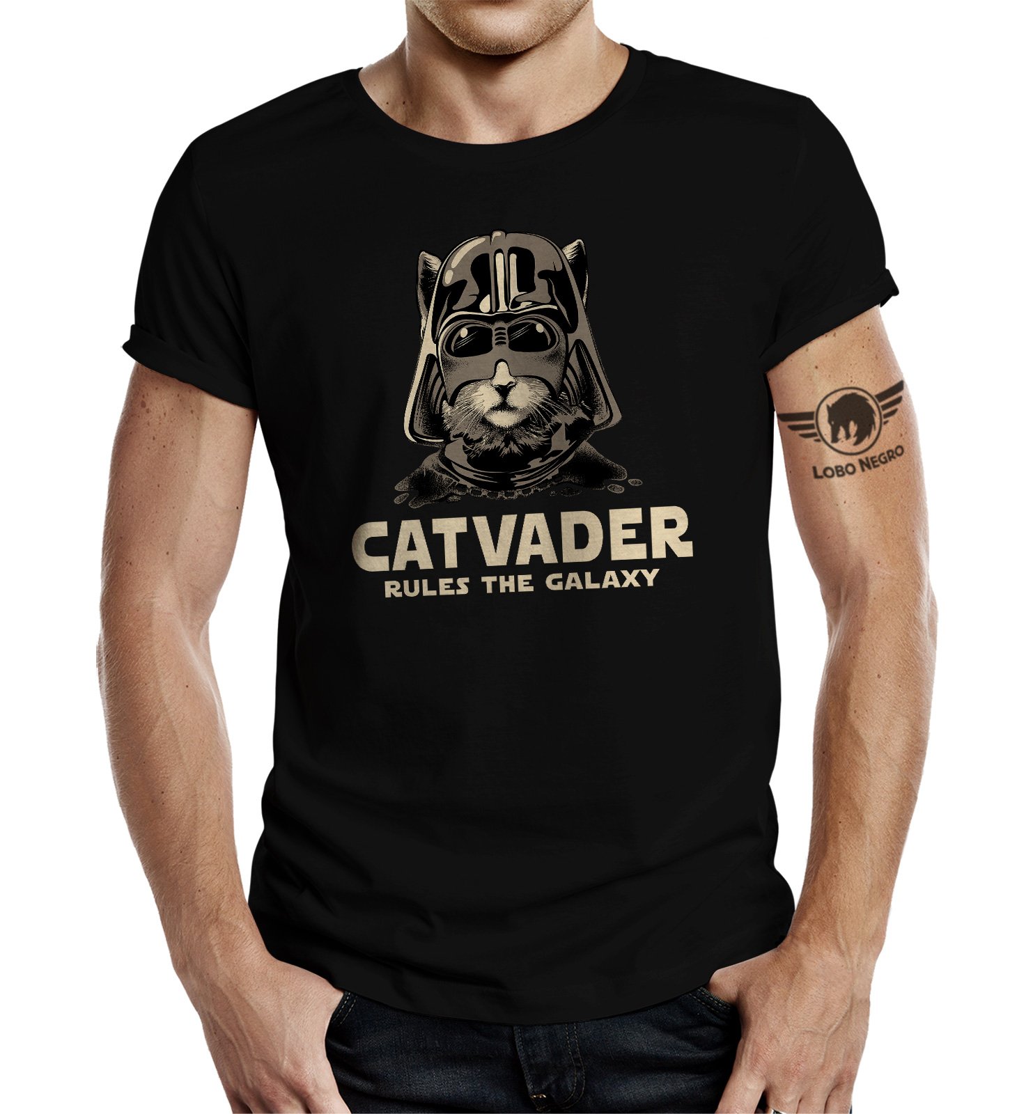 Katzen T-Shirt: CAT-VADER Rules The Galaxy-XXL