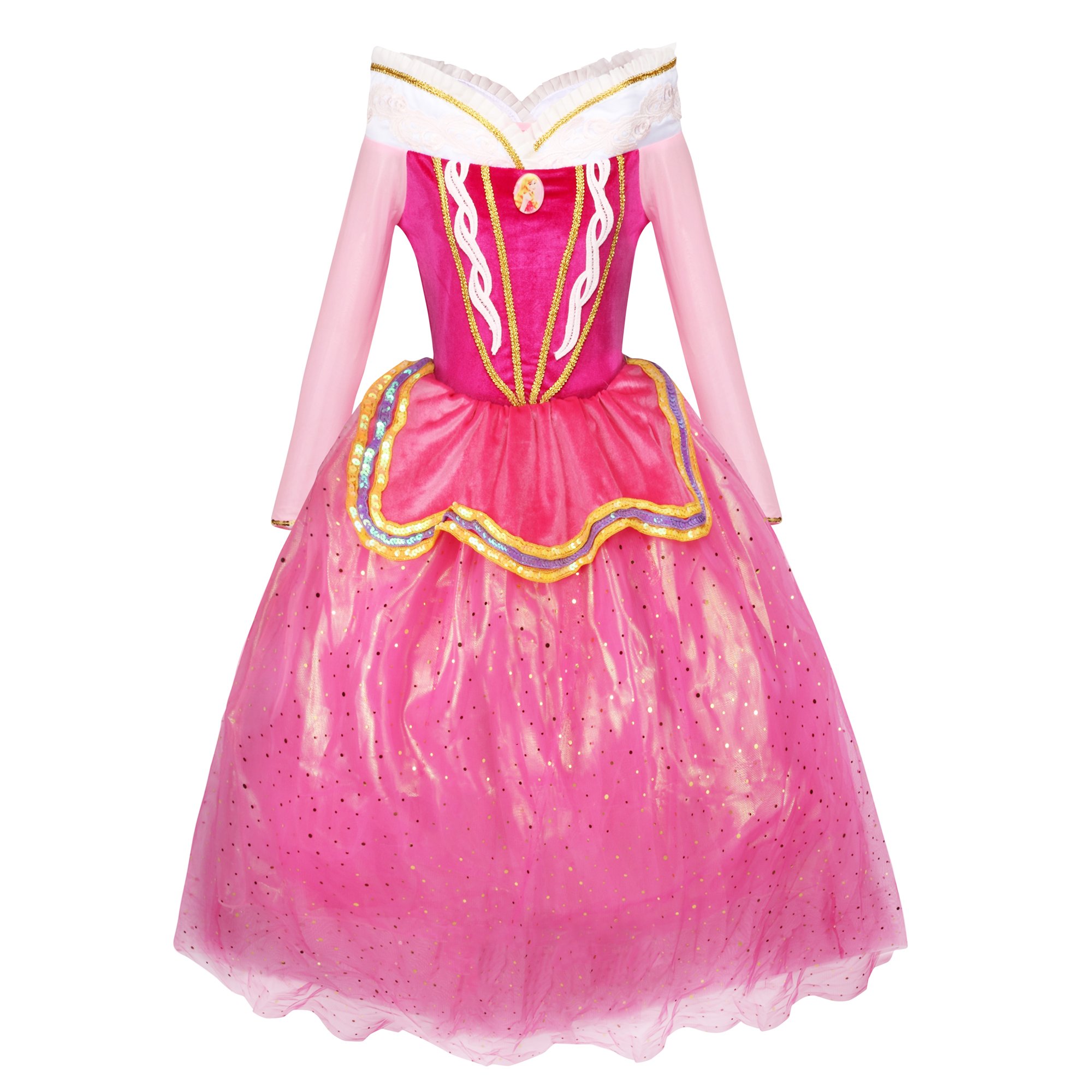 Katara 1742 - Dornröschen Aurora Prinzessin Kostüm Kleid Märchen, Fasching Karneval Kindergeburtstag, Gr. 110/116 Rosa