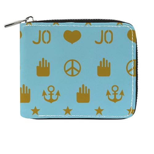 RYNDEX Jo-Jo's Bizar-re Adventu-re Geldtasche Anime, Reißverschluss Portemonnaie Leder, Mädchen Geldtasche mit Münzfach und Geldscheinfach(Color:Multicolor 9)