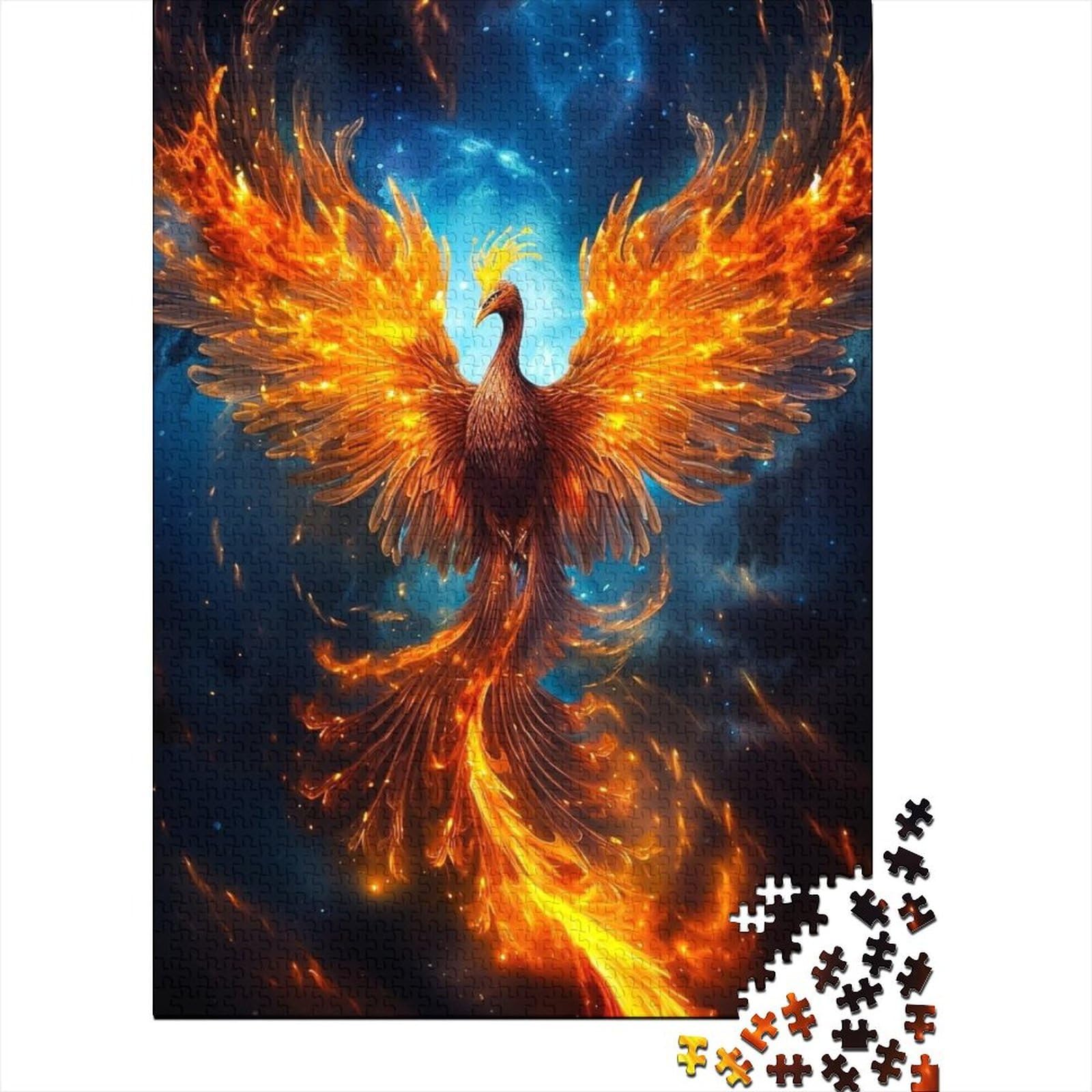 Holzpuzzle „Cosmic Phoenix“ für Erwachsene und Jugendliche, 1000 Teile, für Erwachsene und Jugendliche, als Geschenk für die ganze Familie und die (Größe 75x50cm)