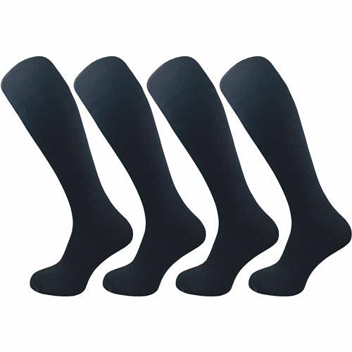 GAWILO Damen Kniestrümpfe aus 80% Baumwolle (4 Paar) ohne drückende Naht | lange Socken mit Komfortbund | absolut blickdicht (DE/NL/SE/PL, Numerisch, 39, 42, Regular, Regular, schwarz)