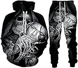 RIAAJ 3D Schädel Hoodie Männer Trainingsanzug Jogging Set Männer Sportanzug Männer Sweatshirt Hosen (A6,5XL)