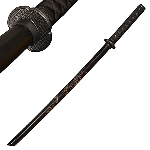 LQZJG Training Schwert Katana Training Schwert Schwarz geschnitzt Drachenmuster 99cm