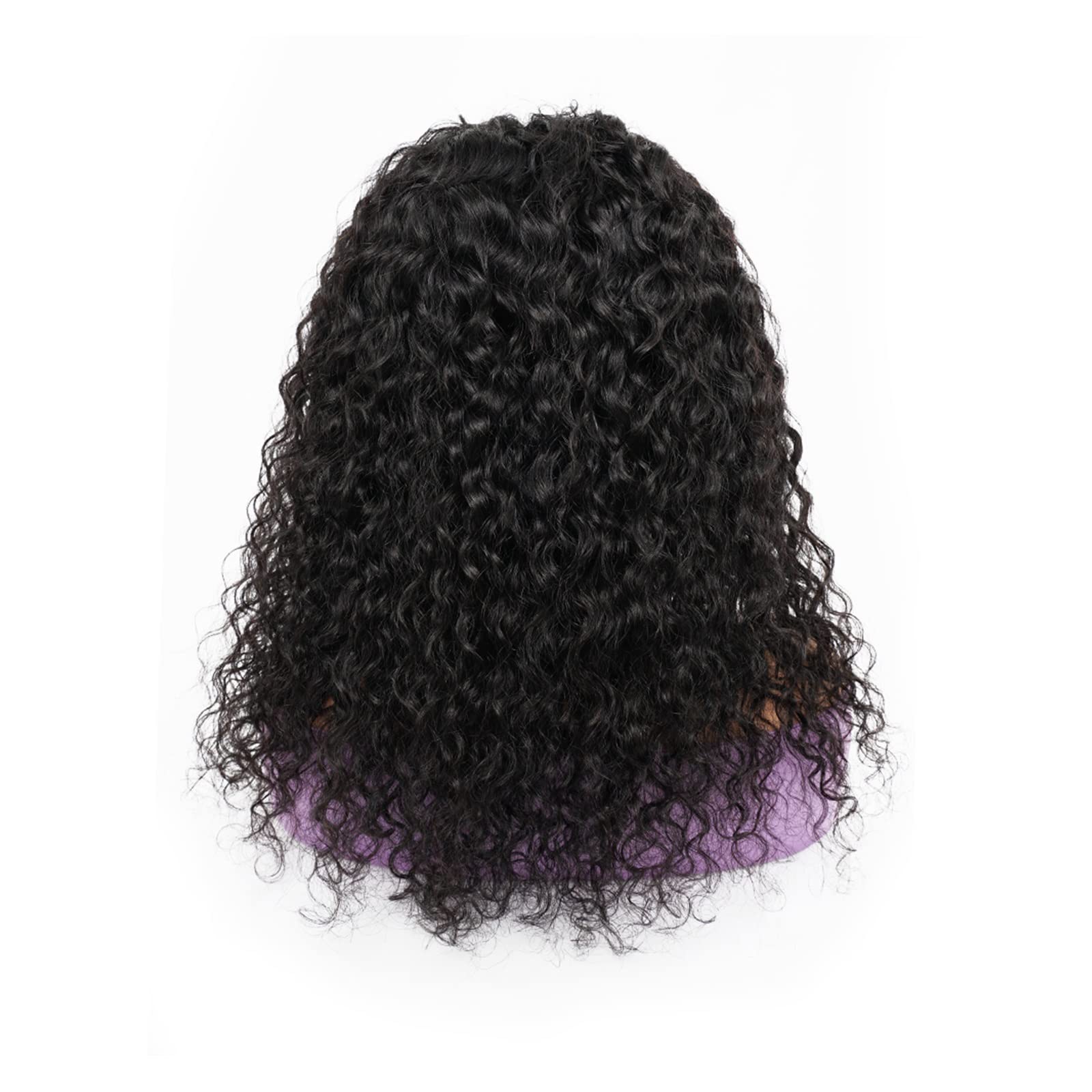 Perücken Testa Glueless Water Wave Stirnbandperücke Echthaar volles maschinell hergestelltes indisches Remy-Haar natürliches Schwarz for Frauen 150% Haardichte Damenperücke(Size:20 inch)