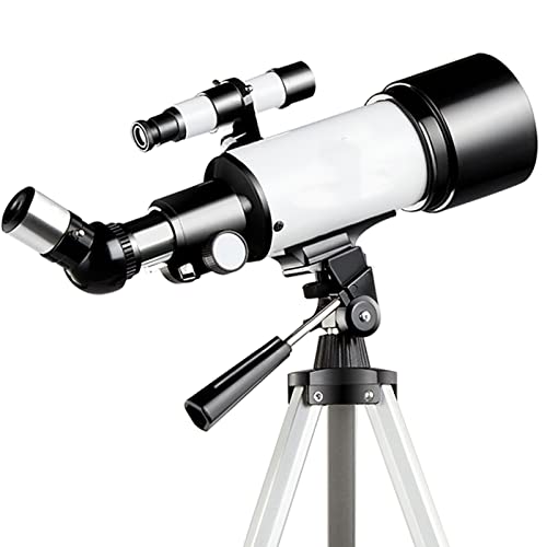 Teleskop für Kinder und Astronomie-Anfänger, 70 mm Öffnung, tragbares Teleskop, Weihnachts-Astronomie-Teleskop mit Stativ, Mondfilter, Handy-Adapter(Weiß-A