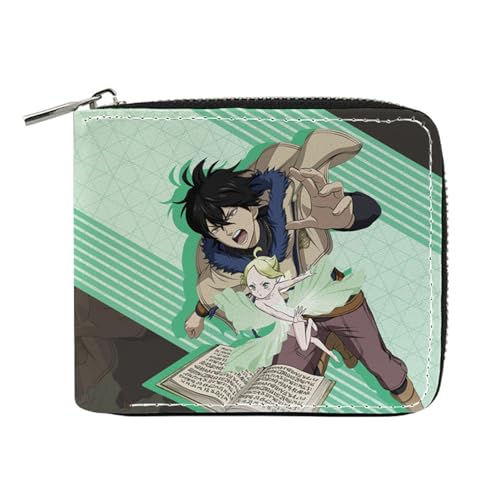 RYNDEX Black Clov-er Anime Wallets, Niedliche Jugend Karikatur Wallet mit Münzfach, Mädchen Geldtasche mit Münzfach und Geldscheinfach(Color:Multicolor 2)