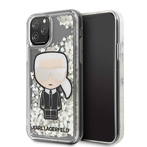 Karl Lagerfeld Handyhülle für iPhone 11 Pro Hard Case PC/TPU Clear Cover Glow in The Dark Liquid Glitter Karl Design | Easy Snap On | Drop Protection | Offiziell lizenziert