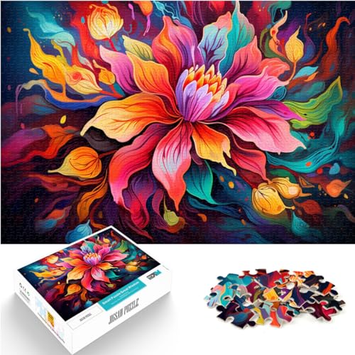 Puzzle | Puzzles Schöne bunte Blumen 1000-teiliges Puzzle Holzpuzzle Familienspiel zum Stressabbau Schwieriges Herausforderungspuzzle 1000 Teile (50 x 75 cm)