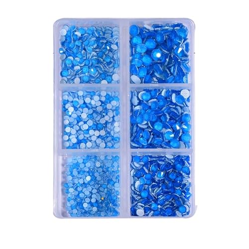 Bulk Flatback Strasssteine, Kristall Hotfix, 1440 stücke Glitter Neon Hot Fix Strass Strass Diamant DIY Nähzubehör Kristalle Diamantes(Sapphire box,Mix Size)