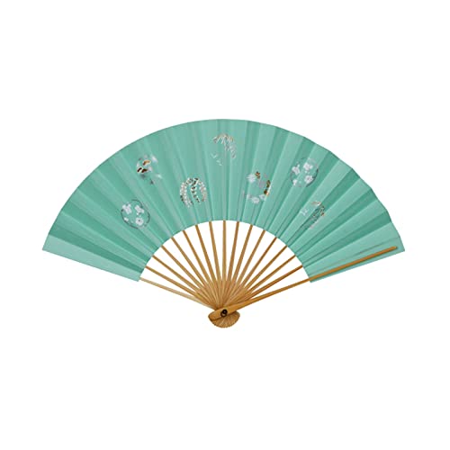 YIHANSS Fan-Geschenkbox, hochwertiger handgefertigter Jade-Bambus-Sommerventilator, tragbarer Kühlventilator, chinesischer Wind-Faltventilator (Farbe: Khaki)