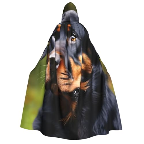 WURTON Rottweiler-Muster, Unisex, Kapuzenumhang, Kostüm, für Damen und Herren, Vampir, Halloween, Cosplay, Karneval, Mottoparty