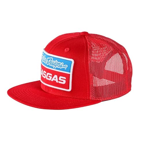 Troy Lee Designs GasGas Racing Team Snapback Flatbill Hat for Men/Women, Official Team Merchandise, Trucker Hat, Customizable Fit, One Size, Stock Red, SKU 750615000