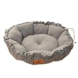 UKJIAHAO Katzenbett,Katzenkorb Winter-Katzennest, Hundenest, Schlafen, Warmhalten, Hundenest, Schrumpfseil, Haustiermatte, Blütenknospentyp(Gray,L-75-75-3cm)