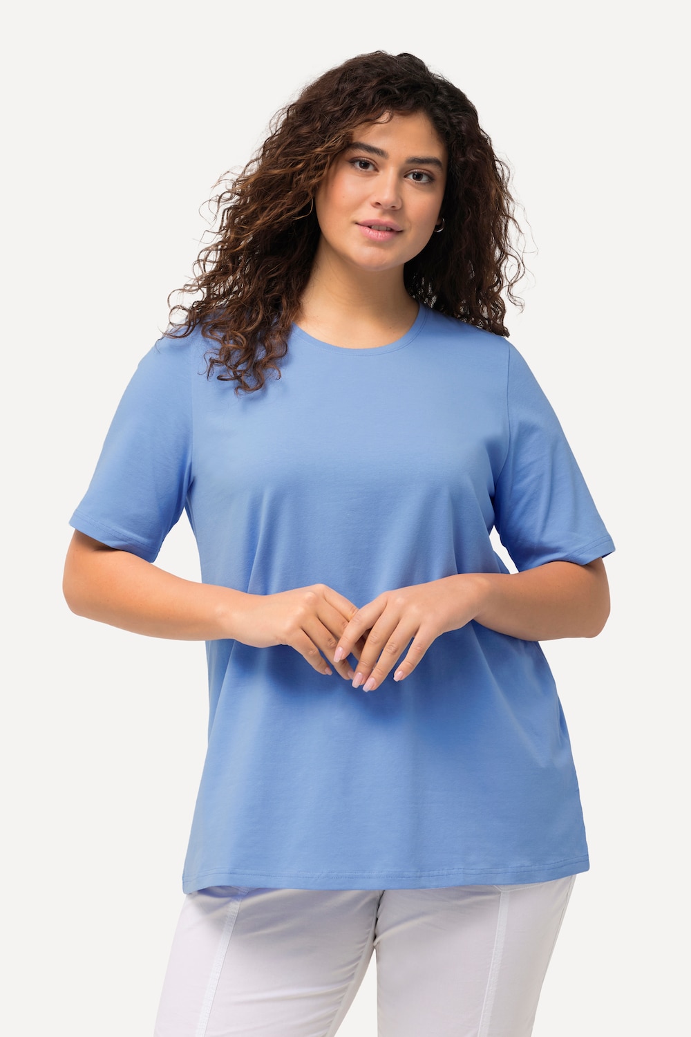 Große Größen T-Shirt, Damen, blau, Größe: 50/52, Baumwolle, Ulla Popken