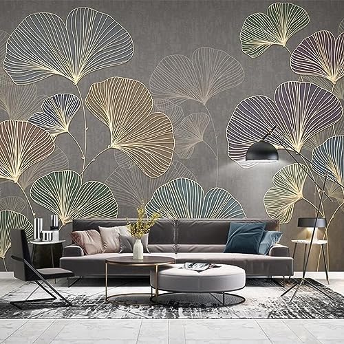 XLMING Minimalistische Licht-Luxus-Linien Ginkgo Biloba 3D Tapete Home Dekoration Wohnzimmer Sofa Schlafzimmer Tv Hintergrund Wand-430cm×300cm