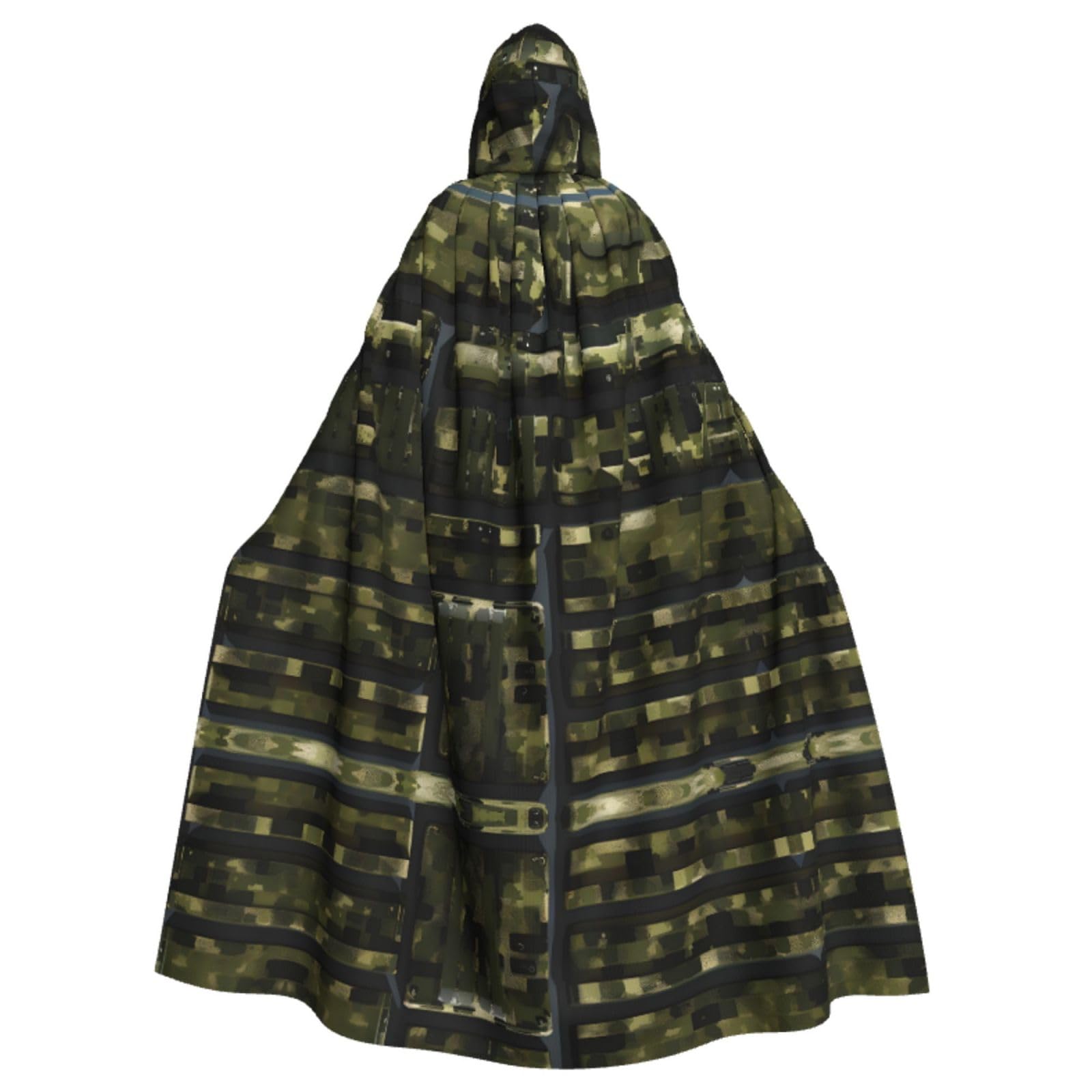 WURTON Armee-Umhang mit digitalem Camouflage-Druck, Eleganz, Kapuzenumhang für Halloween, Karneval, Mottopartys, Cosplays, Erwachsene, Unisex