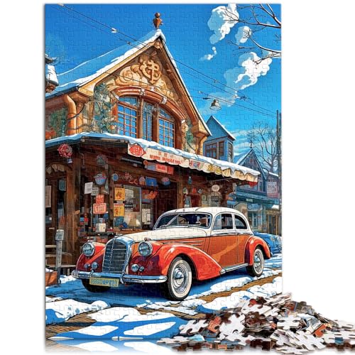 Puzzle Schneebedecktes Straßenbild, 1000-teiliges Puzzle für Erwachsene, Holzpuzzle zum Stressabbau, Urlaub zu Hause, Zeit totschlagen, 1000 Teile (50 x 75 cm)