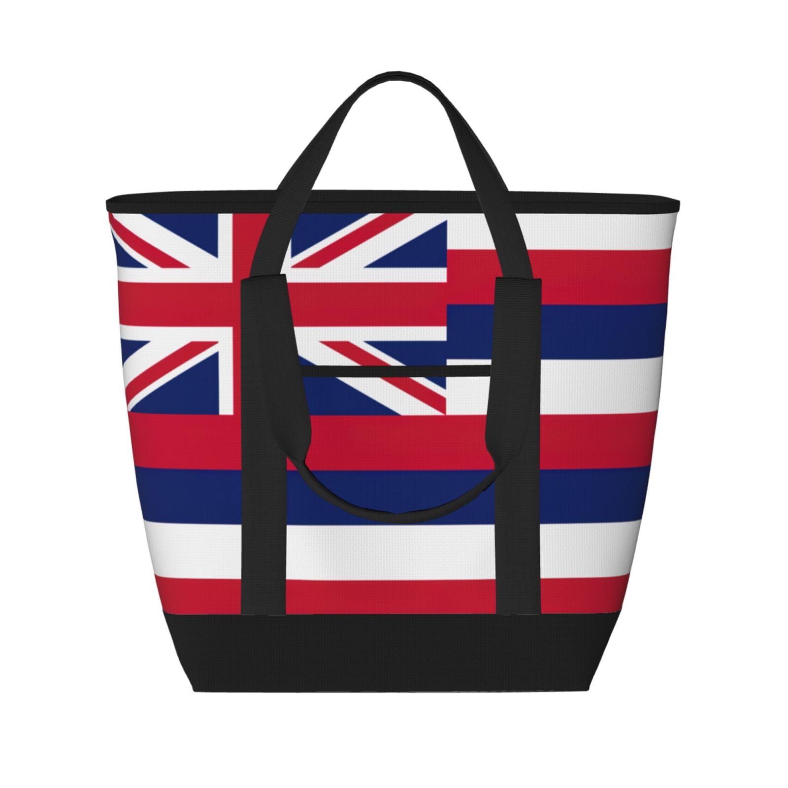 YQxwJL Isolierte Kühltasche mit Hawaii-Flagge, großes Fassungsvermögen, Einkaufstasche, Reisetasche, Strand, wiederverwendbare Einkaufstasche für Erwachsene, Schwarz, Einheitsgröße