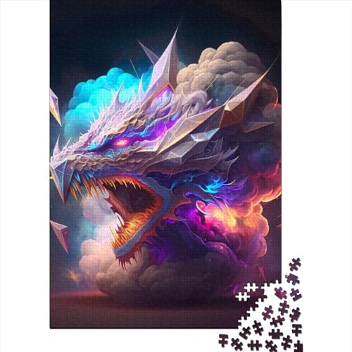 1000 Teile für Erwachsene Schwierige Puzzles Drache im Rauch Holzpuzzles Puzzles für Erwachsene Teenager Lustige Familienpuzzles für Erwachsene (Size : 75x50cm)