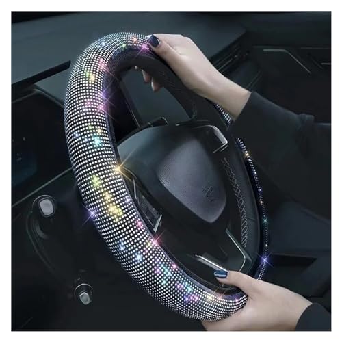 Interieurleisten Diamant Strass Auto Lenkrad Abdeckung 37/38 cm Auto Innen Zubehör Frauen Fall Auto Styling Vier Jahreszeiten Innenausstattung(Colorful)