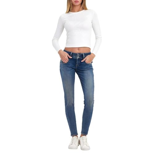 LTB Jeans Damen Julita X - Skinny Fit mit Niedrige Taille und Reißverschluss in Blau aus Baumwollmischung - Größe W29L28