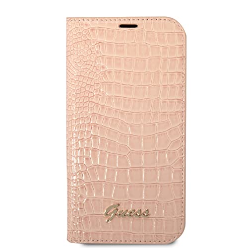 GUESS PU Bookcase kompatibel mit iPhone 14 Plus hülle - Rosa Croco