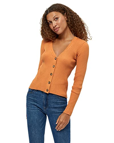 Peppercorn Women's Tana Rib Longsleeve Cardigan, Peach Caramel, L