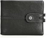 VSULZVNU Kartengeldbörsen Lässige Herrengeldbörse Leder kurze Münzgeldbörse Schnalle Design Geldbörse Leder Clutch Geldbörse für Männer (Farbe: Schwarz)