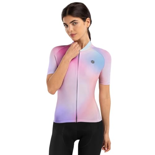 SIROKO - Radtrikot für Damen M2 Aura - L - Bubblegum Pink/Hellblau