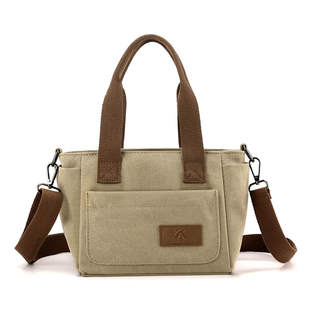 HIOPOIUYT 2023 Canvas Vintage Crossbody Bag Fashion Handtasche Große Kapazität Einkaufstasche Vielseitige Schultertasche für Frauen Mädchen, khaki