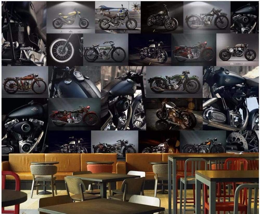 Motorrad Motorrad Collage 3D Tapete Poster Restaurant Schlafzimmer Wohnzimmer Sofa TV Dekorative Wand-300cm×210cm