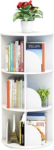 Drehbares Bücherregal, 360-Grad-Display, bodenstehendes Bücherregal, Aufbewahrungsregal für Kinder und Erwachsene, Bücherregal-Organizer, weiß, 3-stöckig