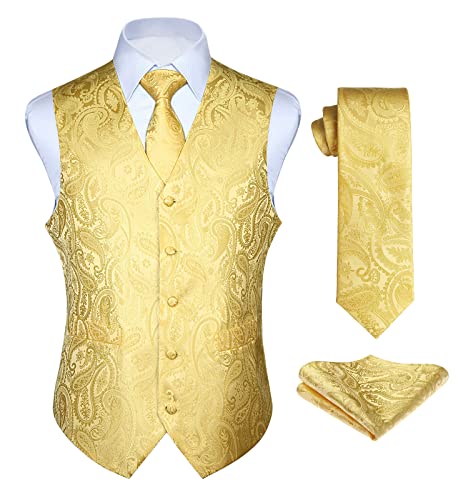 Enlision Anzugweste rosa Herren Hochzeit Paisley Westen & Krawatte Einstecktuch Party Floral Jacquard Anzug Weste Set XS