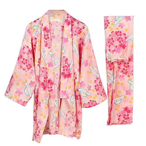 Fancy Pumpkin Frauen Kimono Robe Yukata Bademantel Pyjama Anzug [rosa Kirschblüten, Größe L]