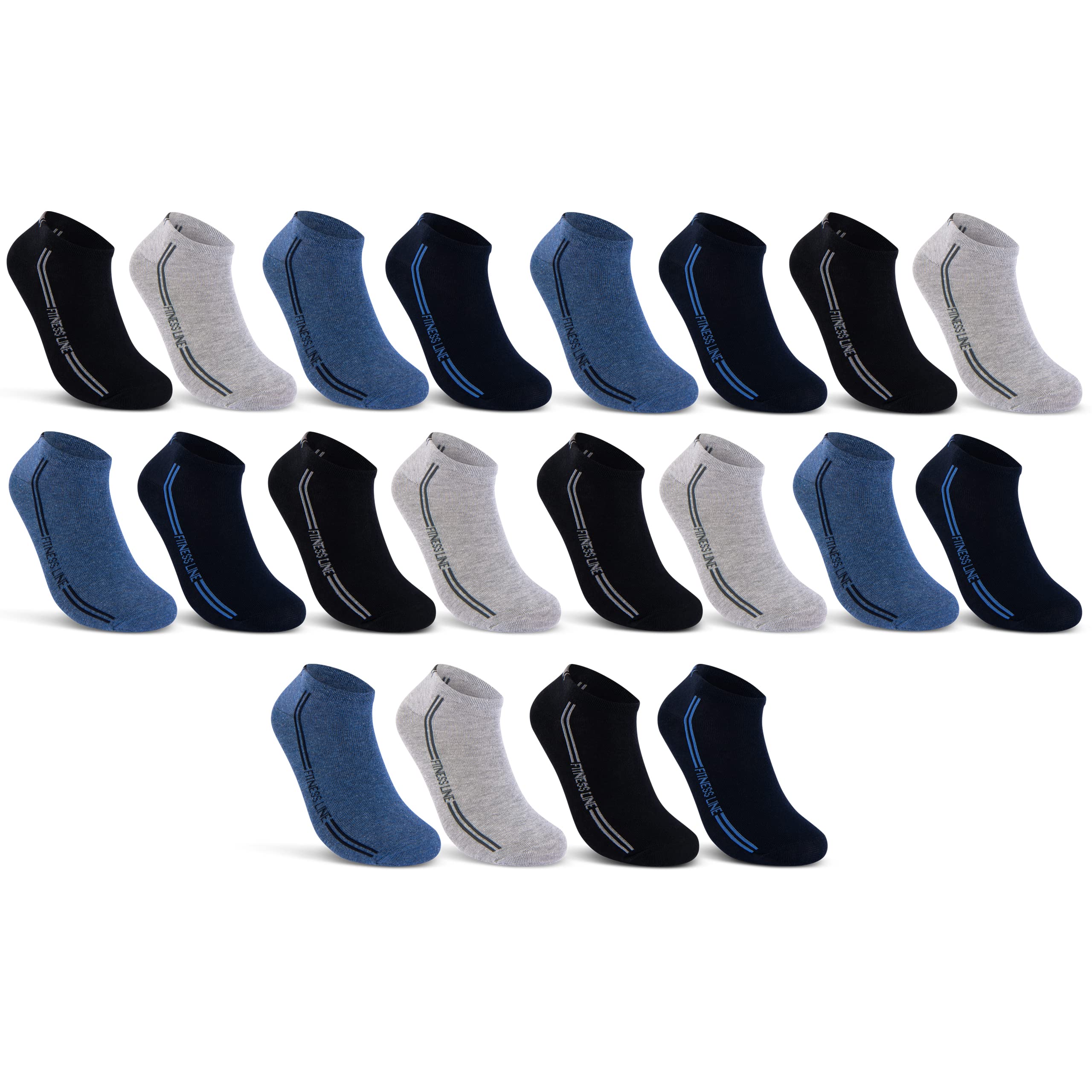 8 | 12 | 20 Paar Sneaker Socken Herren Baumwolle Atmungsaktiv Mehrfarbig 16777 (47-50 20 Paar)