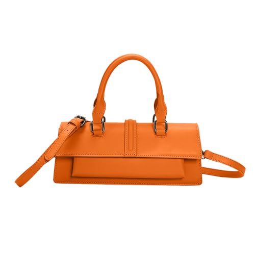 ohodhmnu Damen-Tragetasche, modische Umhängetasche, Handtasche, Geldbörse, PU, Umhängetasche, kleine Geldbörse, Handy, Geldbörse, Geldbörse für Frauen, Mädchen, Dating, Arbeit, Orange, With pendant