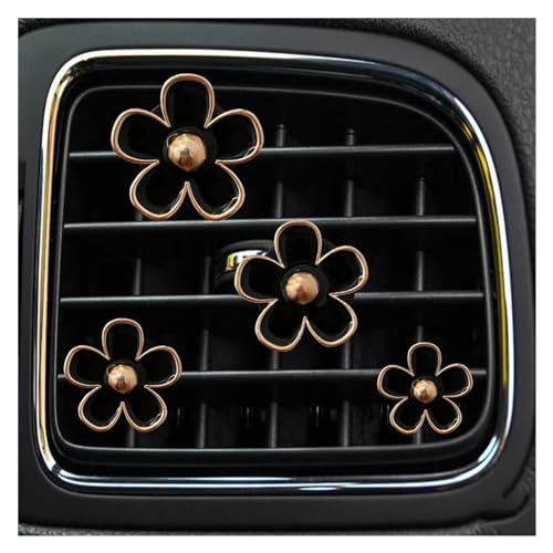 Auto Innenzubehör 4 Teile/satz Auto Outlet Vent Parfüm Clips Auto Lufterfrischer Klimaanlage Aromatherapie Kleine Gänseblümchen Innen Dekoration Auto Zierleiste(Schwarz)