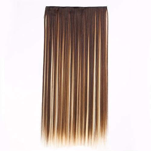 Clip-in-Haarverlängerungen Clip-in-Kunsthaarverlängerungen, 5 Clip-in-Haarverlängerungen, lange, glatte Frisur, Haarteil, Schwarz, Braun, Blond, 61 cm, Kunsthaar for Frauen Clip-in-Haarverlängerungen