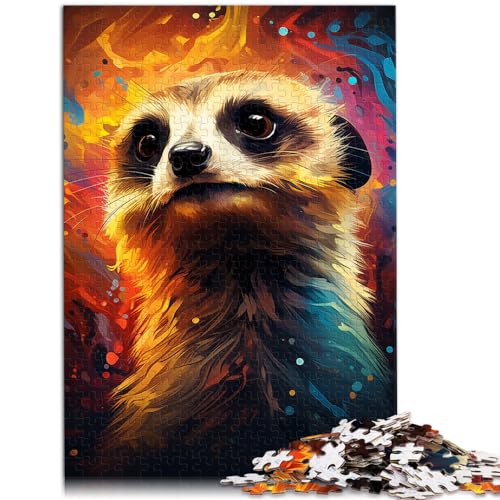 Puzzle-Geschenk: Die farbenfrohe Psychedelie der Erdmännchen in der Sternennacht. 1000-teiliges Puzzle für Erwachsene, Holzpuzzle, anspruchsvolles, schwieriges Puzzle (50 x 75 cm)