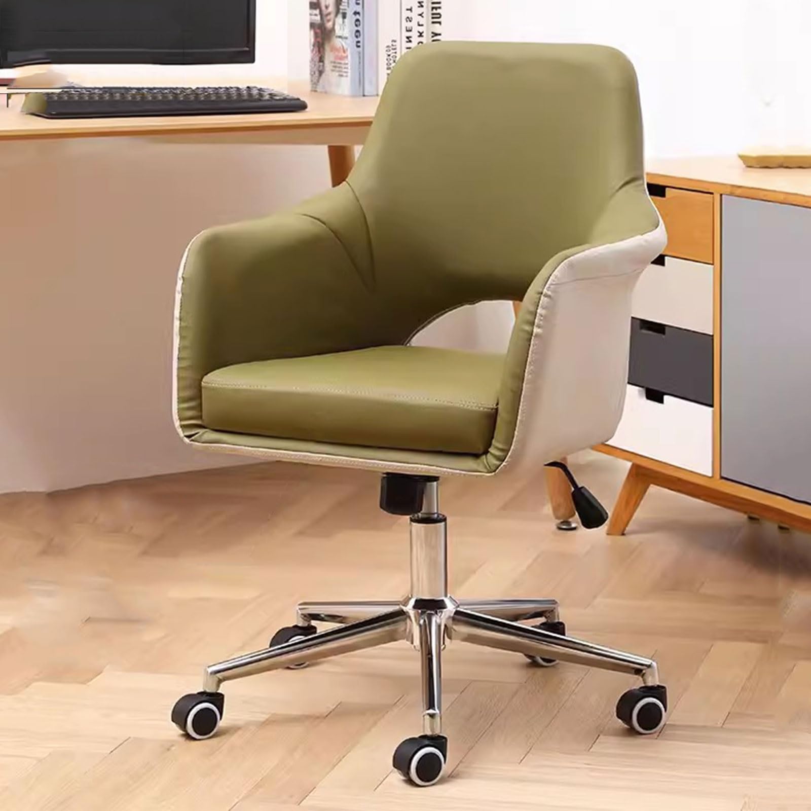 gonomic Comt Schreibtischstuhl, moderner Home-Office-Stuhl, Leder-Drehstuhl mit Armlehne, Arbeitsstuhl für Arbeitszimmer/Frisiertisch, höhenverstellbarer Arbeitssitz zur Stabilisierung Run forward