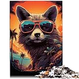 Puzzle-Spiele, Fuchs-Boss mit Sonnenbrille, 1000-teiliges Puzzle für Erwachsene, Holzpuzzle, Lernpuzzle, (50 x 75 cm)