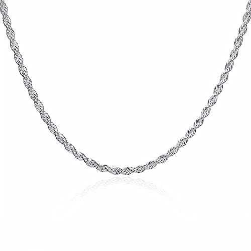 CLLBANT 925 Sterling Silber 16/18/20/22/24 Zoll 4 mm gedrehte Seilkette Halskette für Damen Herren Hochzeitsschmuck (50 cm)