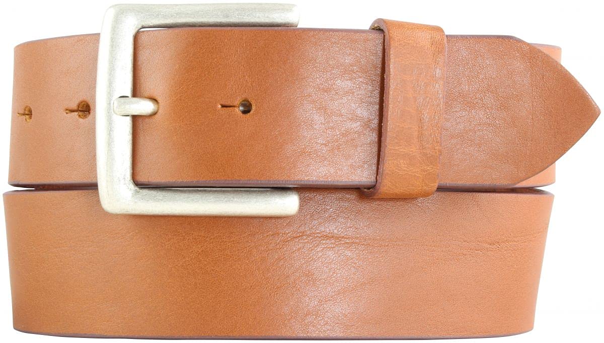 BELTINGER Jeansgürtel aus Vollrindleder 4,5 cm | Leder-Gürtel für Herren 45mm | Breiter Herren-Gürtel aus echtem Leder | Tabac 115cm