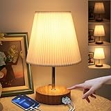 Nachttischlampe Touch Dimmbar: Tischlampe mit 2 USB Schnellladeanschlüssen Touch dimmbare Glühbirne 3 Helligkeitsstufen Einstellbar Schreibtischlampe minimalistische für Lesen Wohnzimme