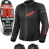 SHIMA X-MESH Motorrad Jacke Herren mit Protektoren AIRFORCE Rückenprotektor Motorradjacke Sommer Mesh Belüftet Textiljacke Schutzjacken Protektorenjacke Luftige (Männer, Rot, 4XL)